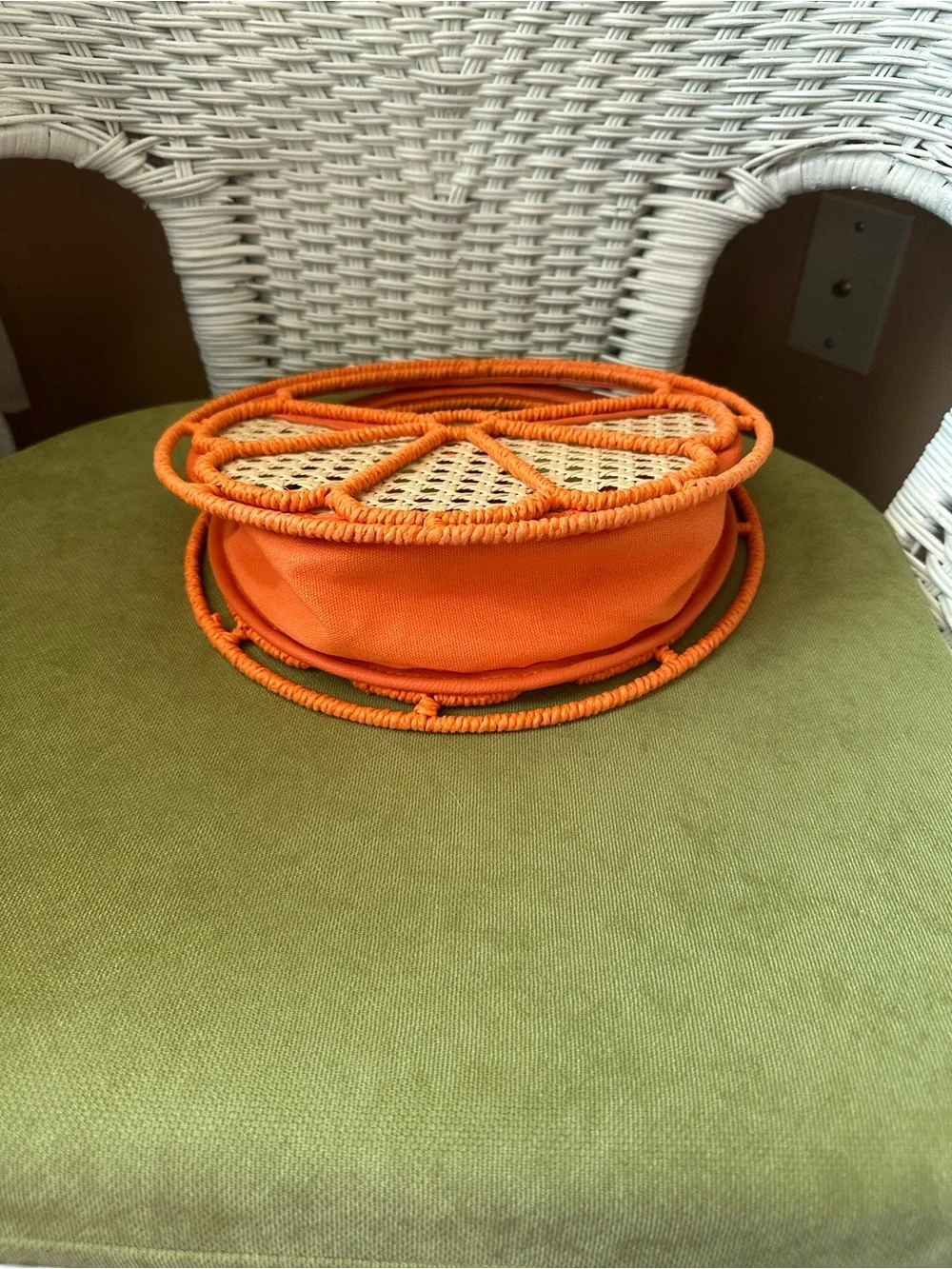 A New Day Orange Woven Round Handbag